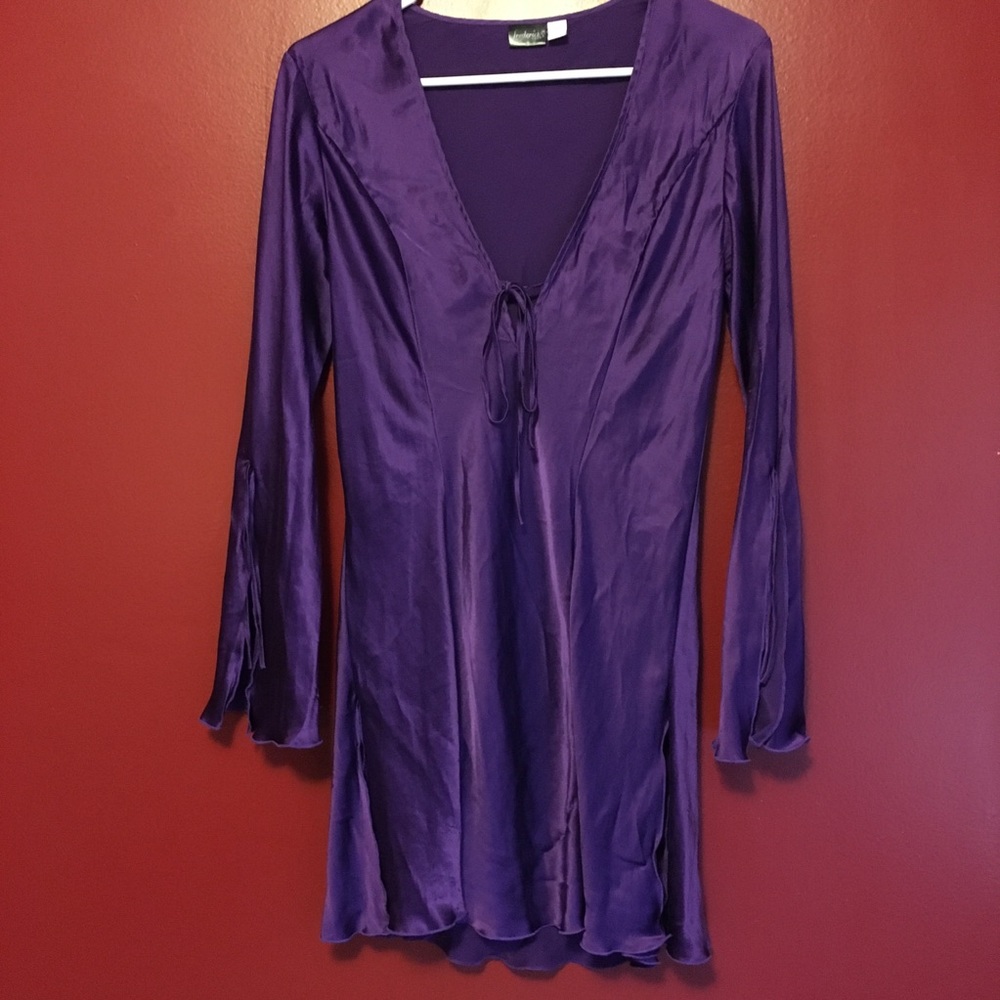 Vintage Frederick’s Of Hollywood Purple Lingerie Dress 100% Silk M